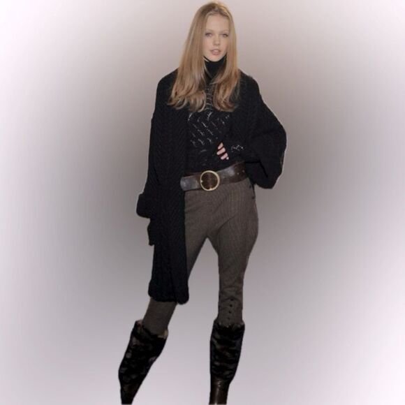 Ralph Lauren Collection Fall 2010 Hand Knit Black Alpaca Pointelle Turtleneck - Picture 14 of 16